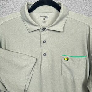 Masters Tech‎ Polo Mens L Gray Green Stretch Performance Golf Preppy Athleisure